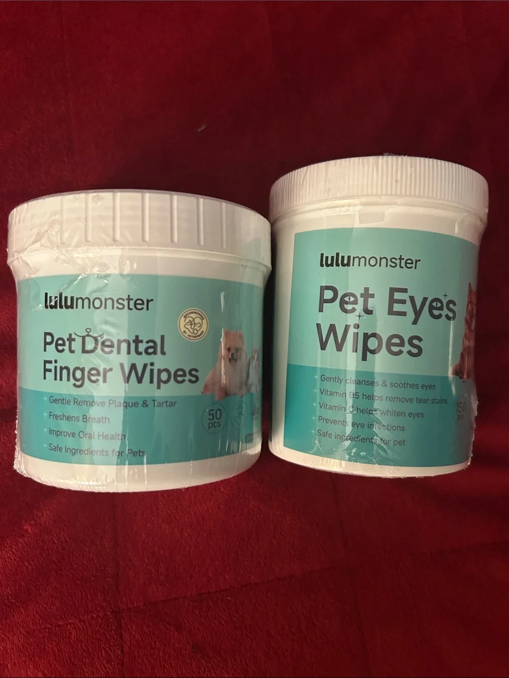 Pet Dental Finger Wipes & Pet Eye Wipes - Aqua